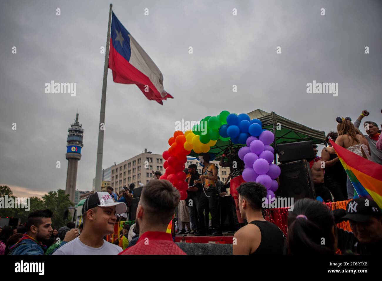 The parade marches right in front of La Moneda presidential palace ...