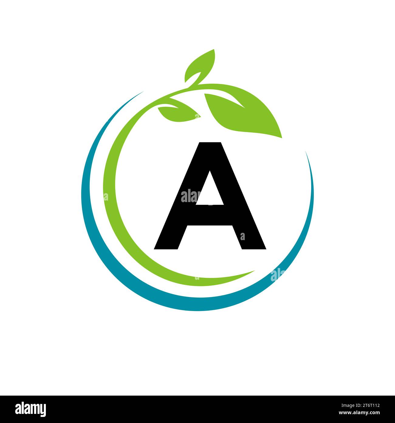 Eco Leaf Logo On Letter A Vector Template Stock Vector