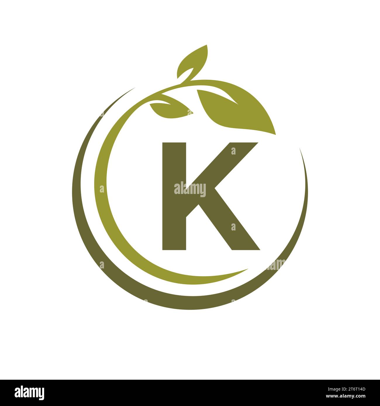 Eco Leaf Logo On Letter K Vector Template Stock Vector