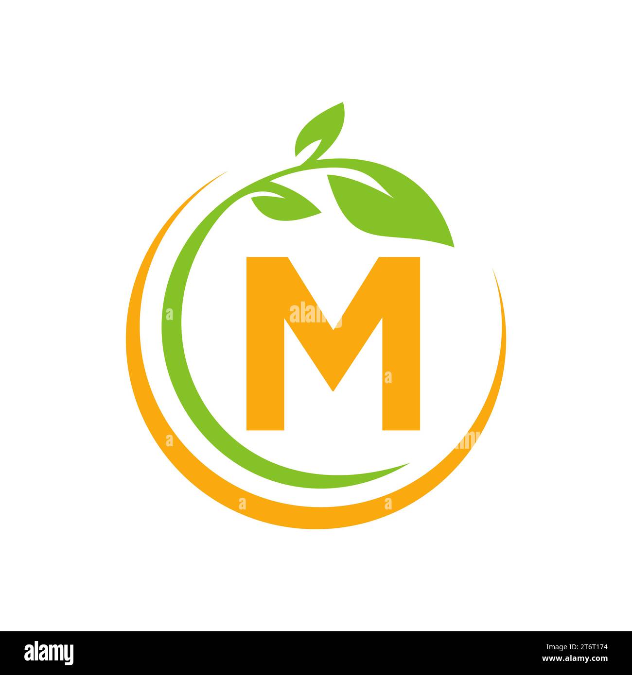 Eco Leaf Logo On Letter M Vector Template Stock Vector Image & Art - Alamy