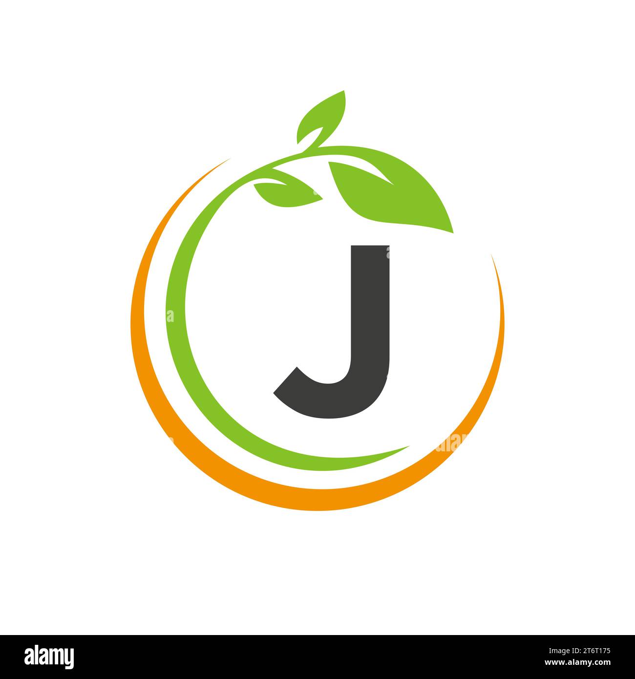 Eco Leaf Logo On Letter J Vector Template Stock Vector