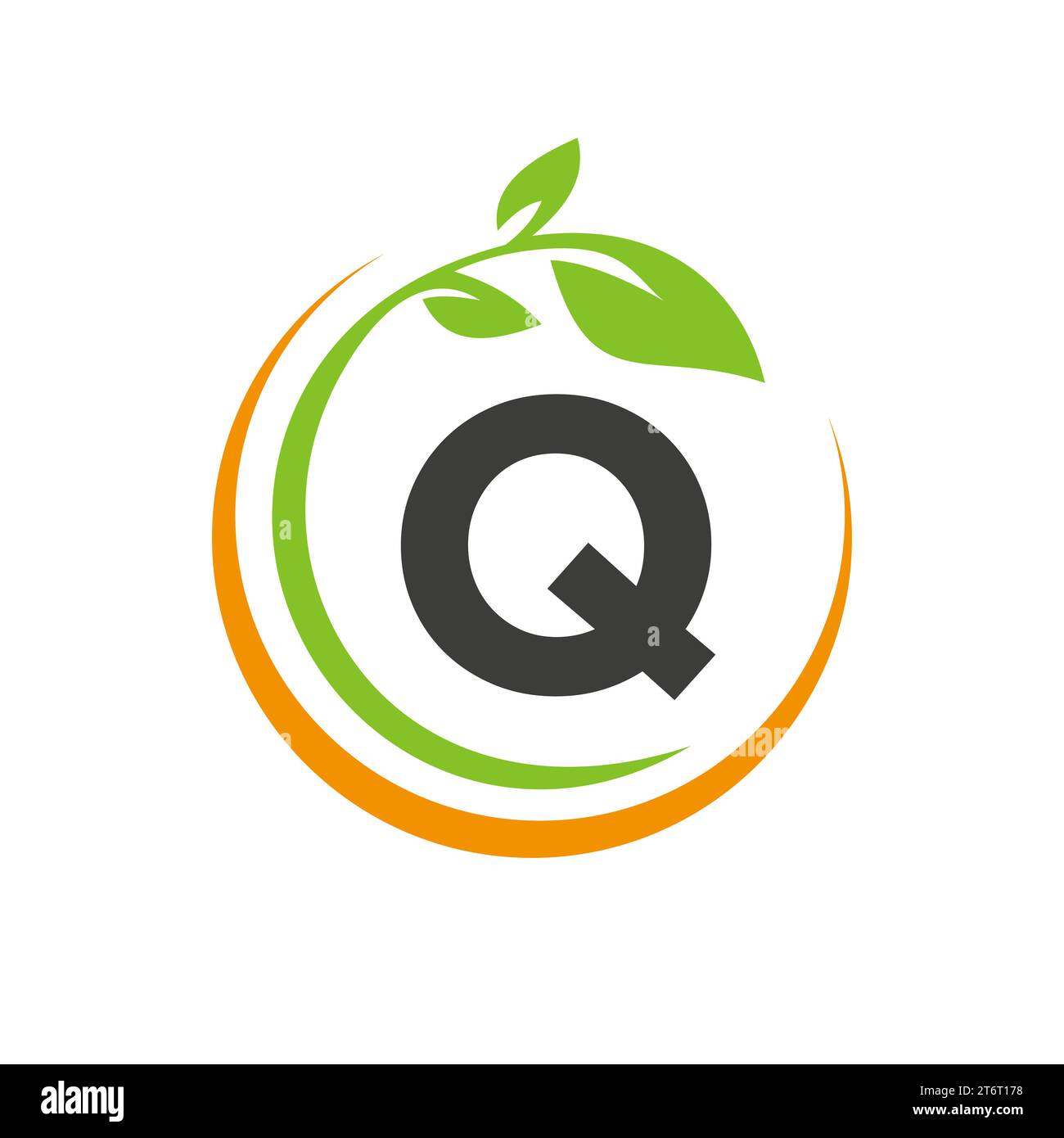 Eco Leaf Logo On Letter Q Vector Template Stock Vector Image & Art - Alamy