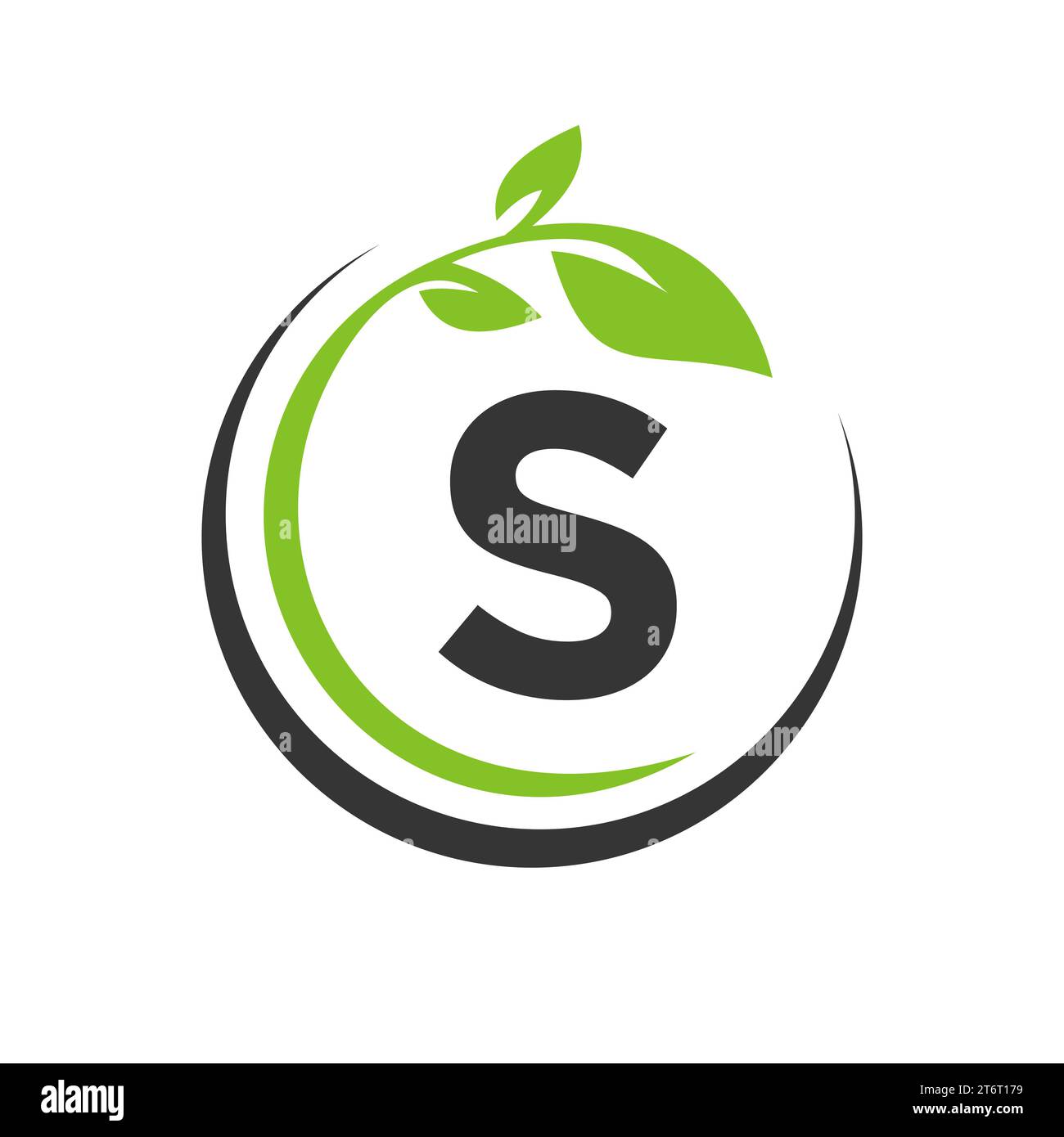 Eco Leaf Logo On Letter S Vector Template Stock Vector