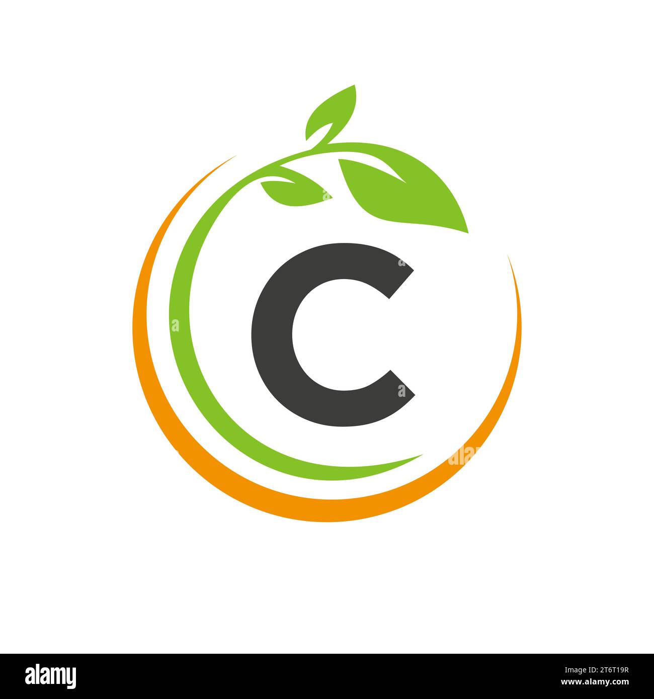 Eco Leaf Logo On Letter C Vector Template Stock Vector Image & Art - Alamy