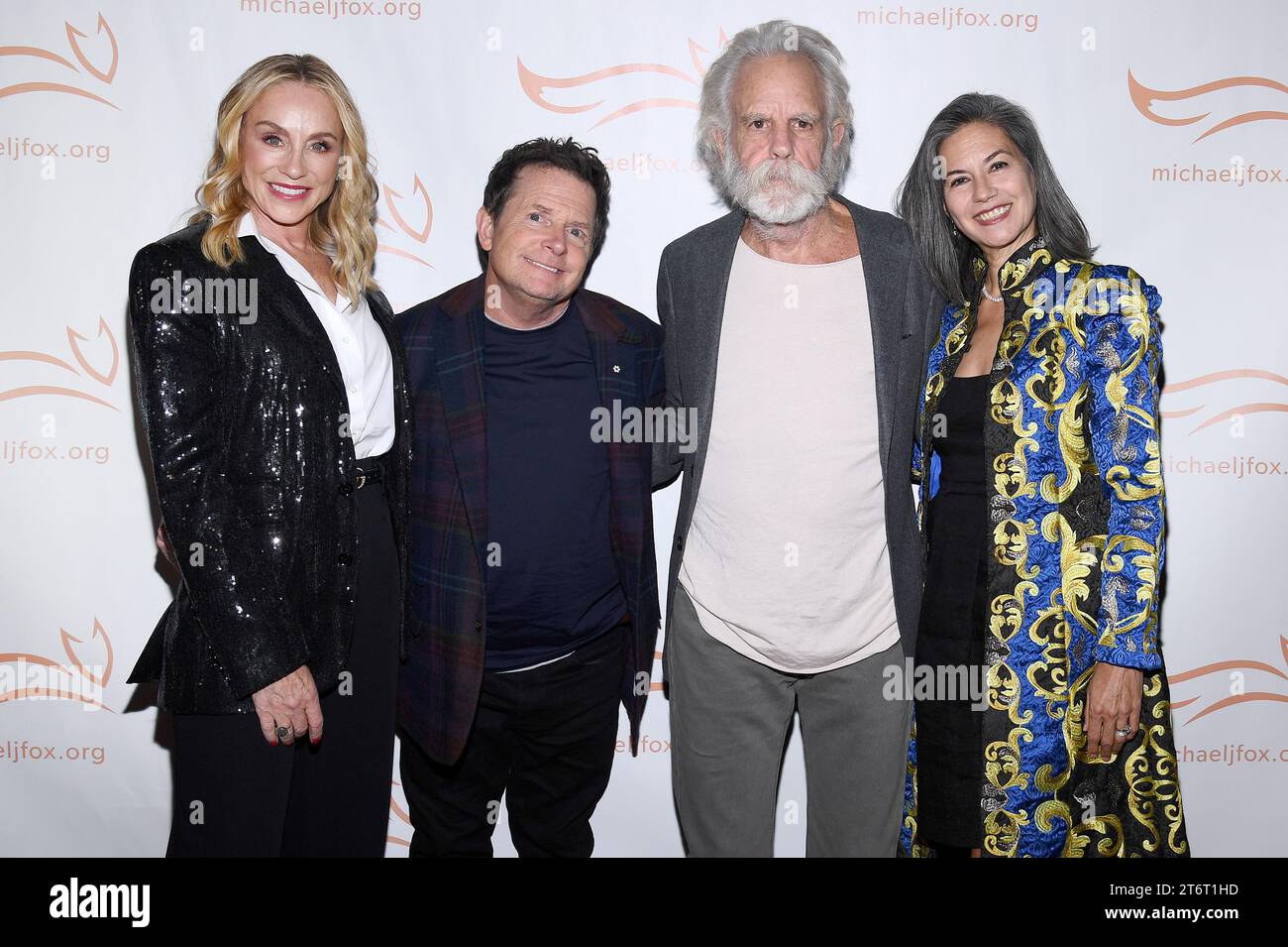 (L-R) Tracy Pollan, Michael J. Fox, Bob Weir and Natascha Muenter Weir