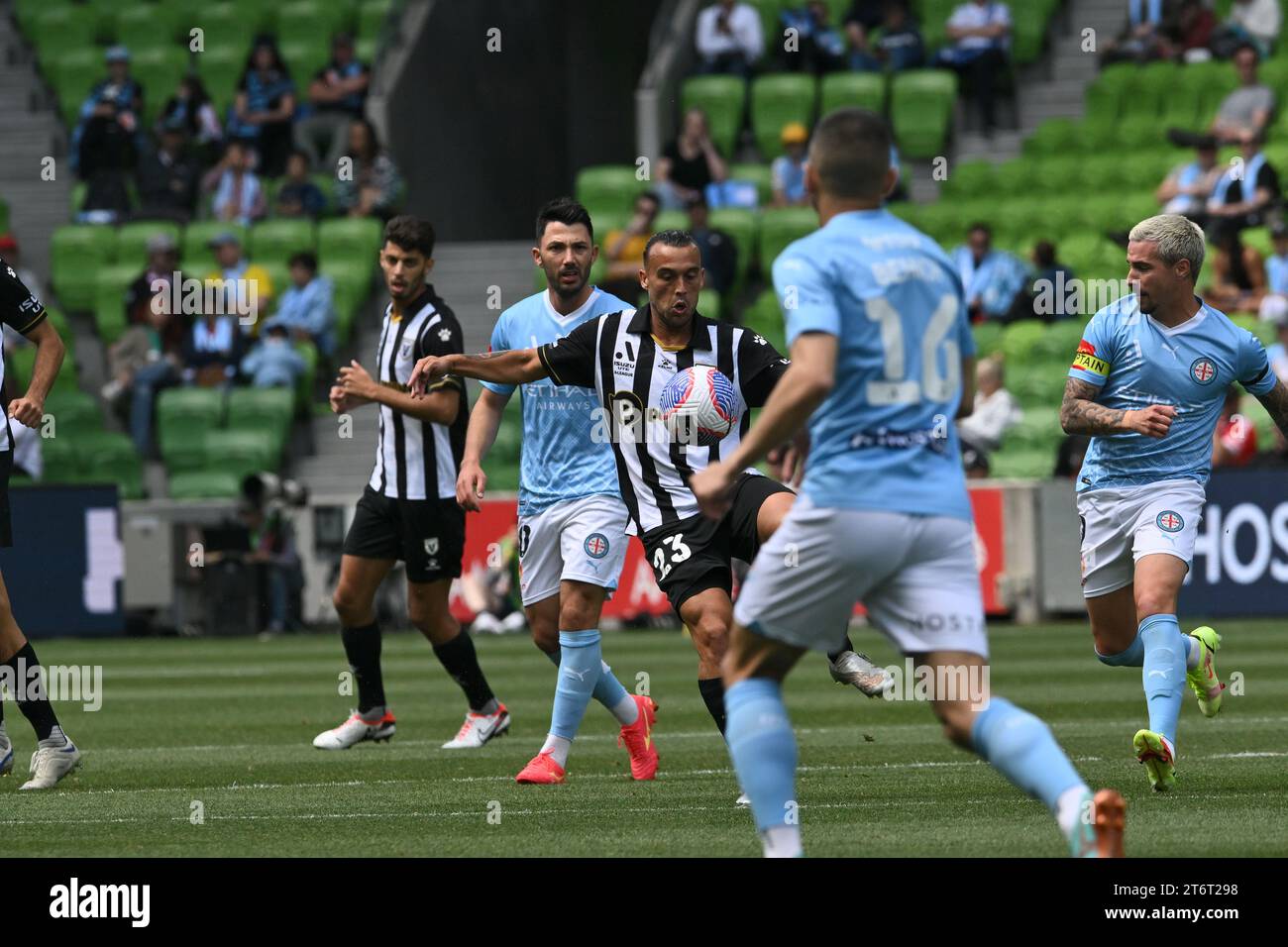 Melbourne, Australia. 12 Nov 2023, Melbourne City v Macarthur FC. Pictured Macarthur midfielder