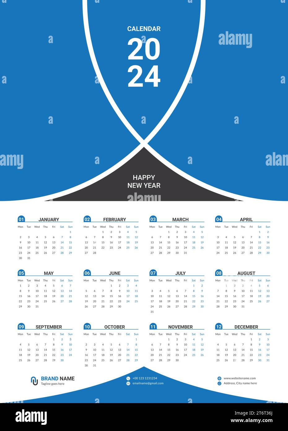 Calendar 2024, 2025, 2030 corporate set design template vector file