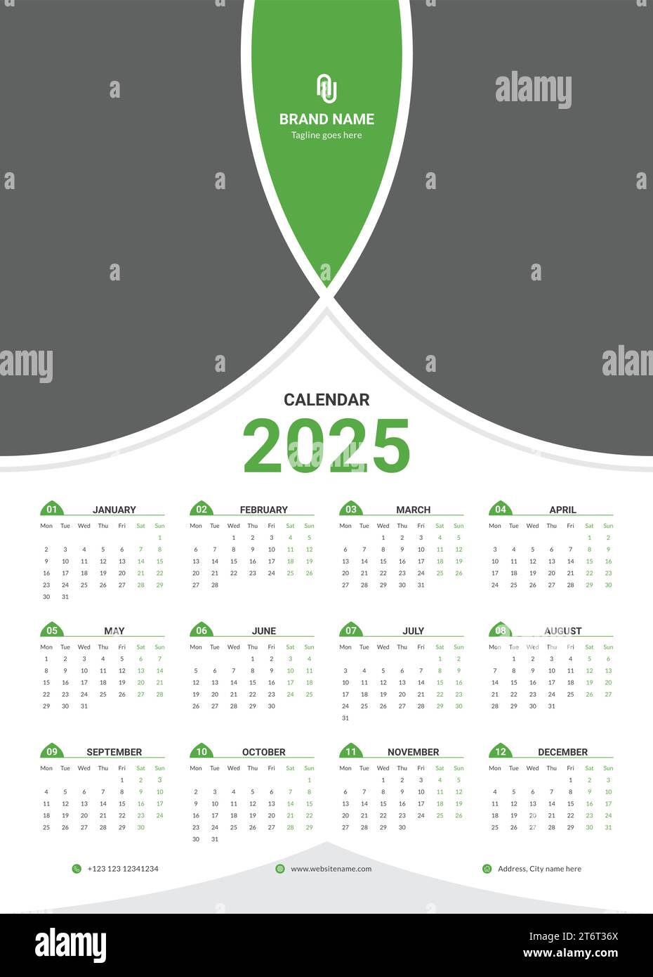 Calendar 2024, 2025, 2030 corporate set design template vector file