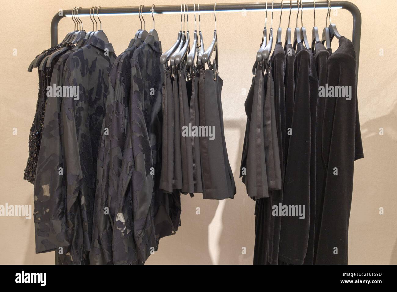 Coat hanger leather jacket hi-res stock photography and images - Alamy