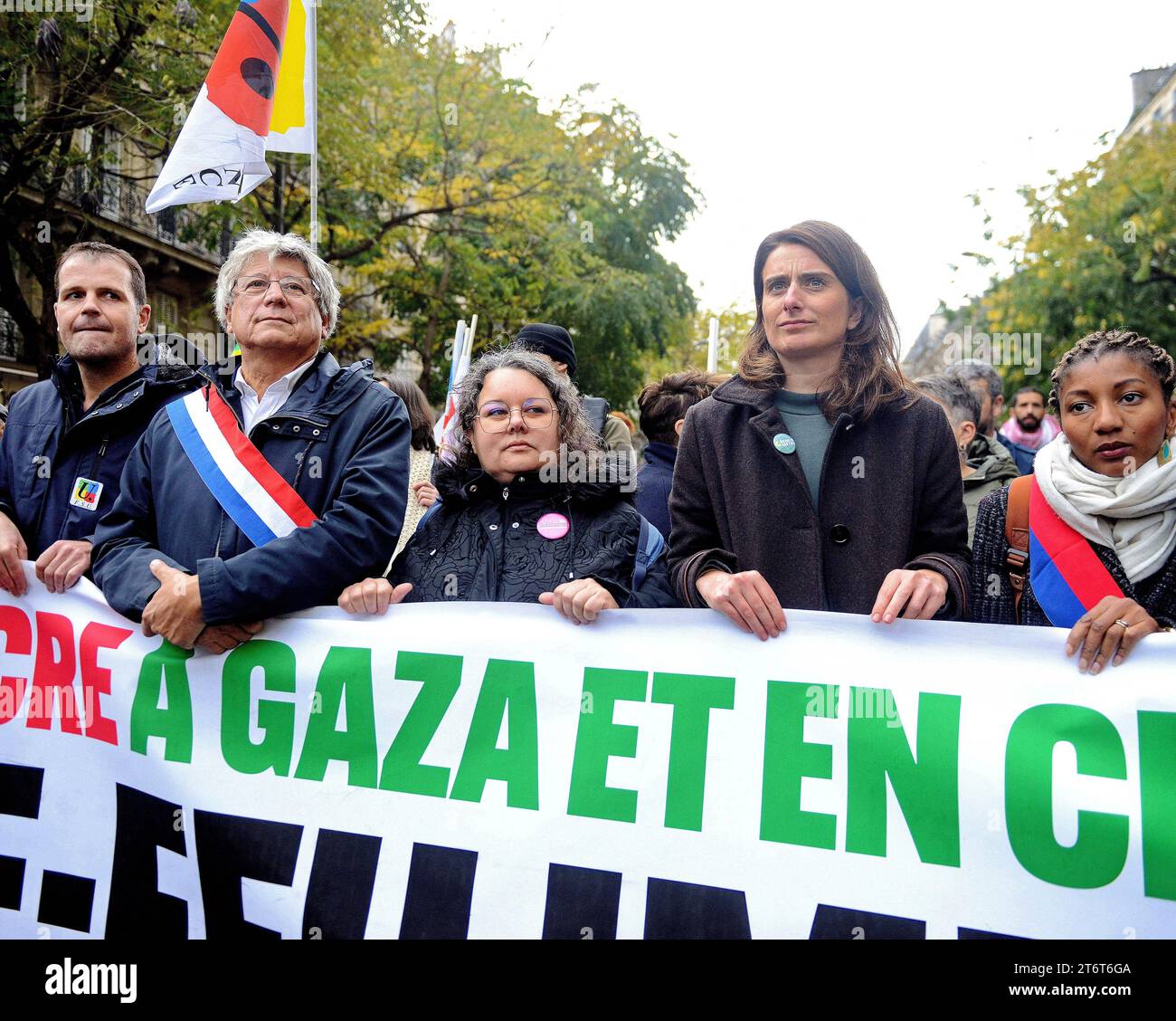 Marine Tondelier attending a demonstration in support of Palestine in Paris, France on November