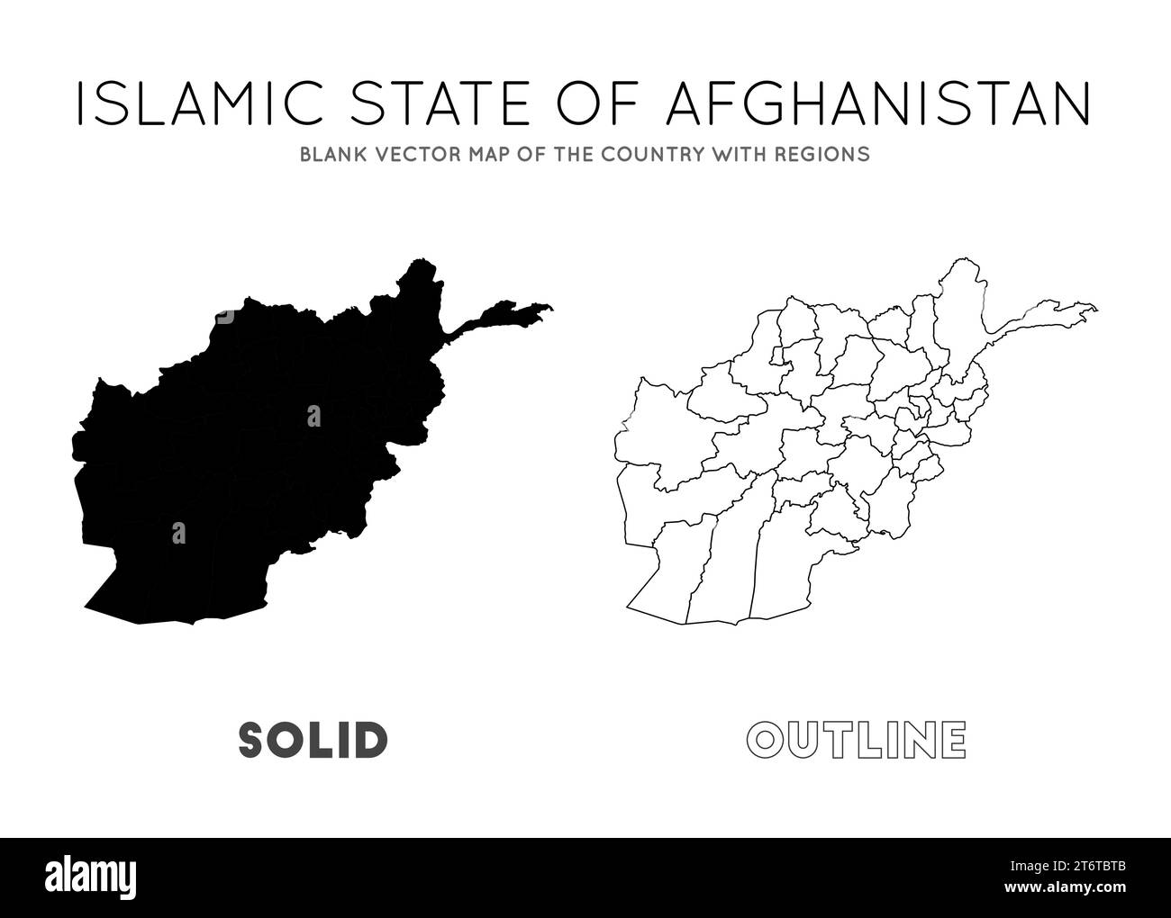 Afghanistan map. Blank vector map of the Country with regions. Borders ...