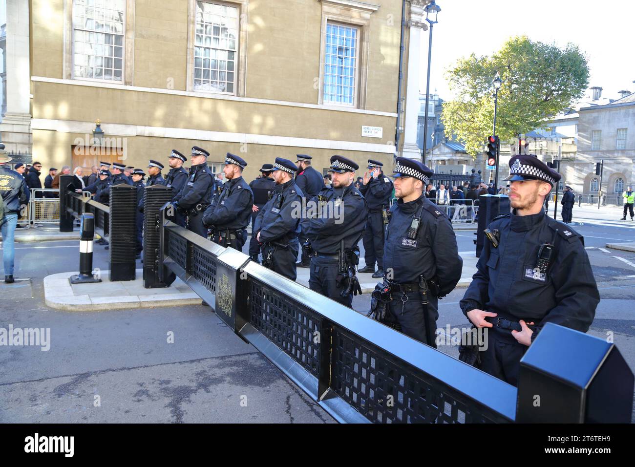 London, 11th November 2023. A large presence of Police in Whitehall and