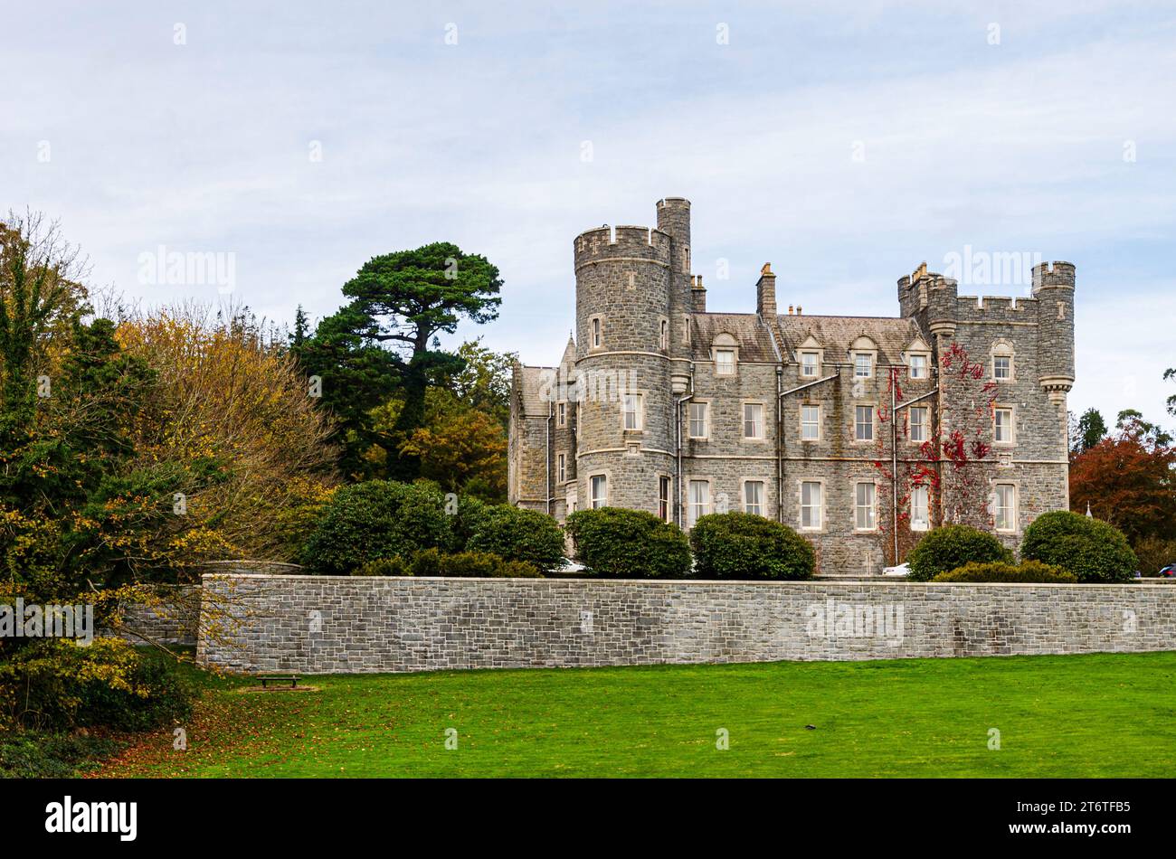 Castlewellan County Down Northern Ireland, November 11 2023 - Castlewellan baronial castle beside the lake ideal for family days out Stock Photo