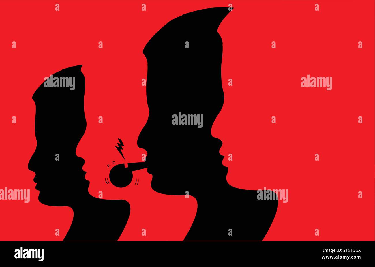 Illustration of silhouettes of man, four face not visible, among them one is whistleblower Stock Vector