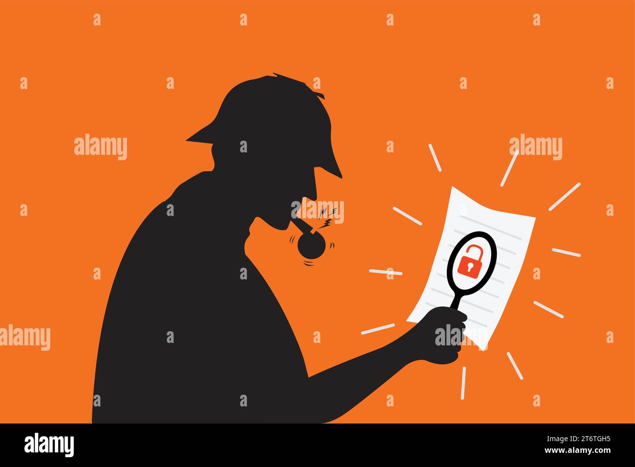 Illustration of a whistleblower portrayed as whistleblower or spy Stock Vector