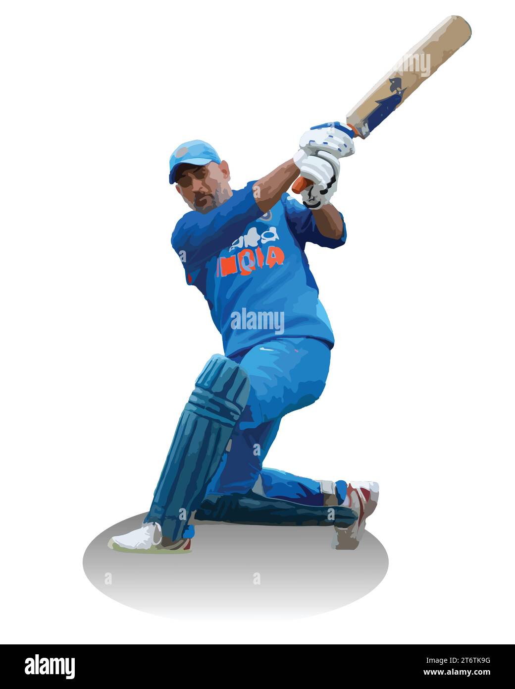 MS Dhoni an Indian cricketer White Background, Vector Illustration Abstract Editable image Stock Vector