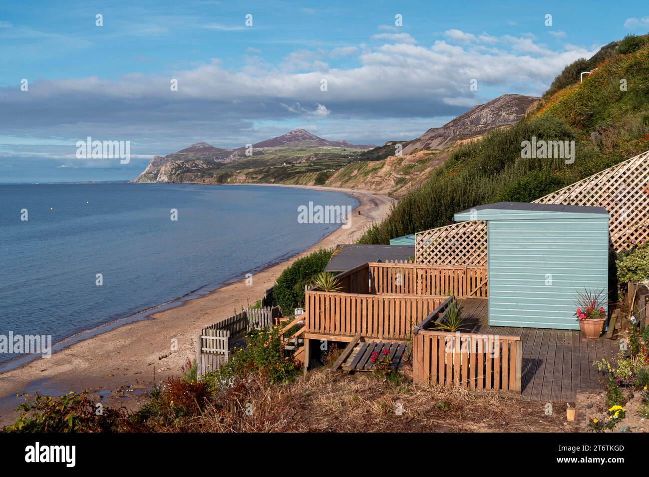 The front deck of a house with beach and sea views near Morfa Nefyn on