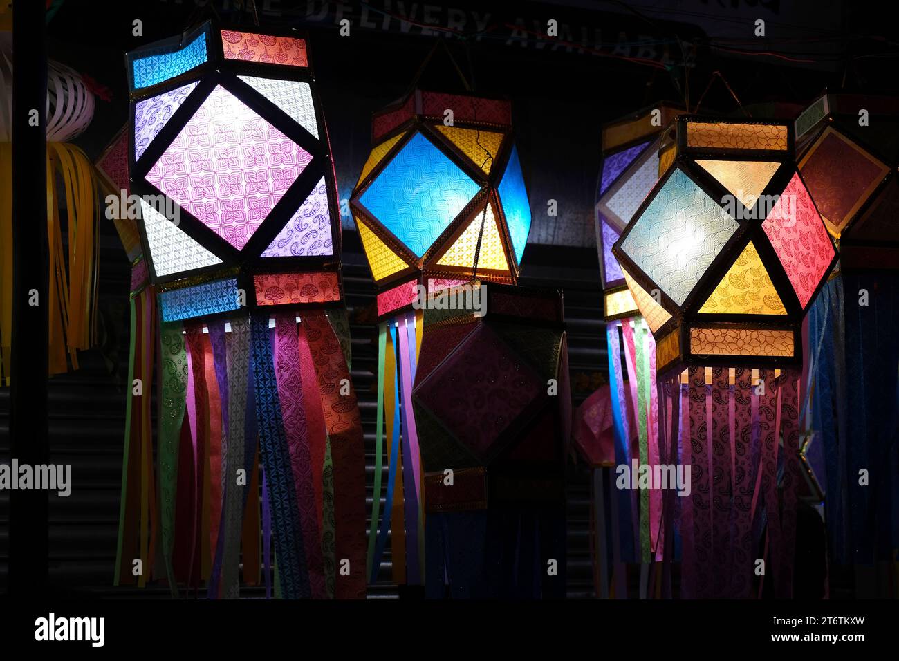 Hanging Diwali Lamp (Kandil) Diwali Festival Background, Colourful