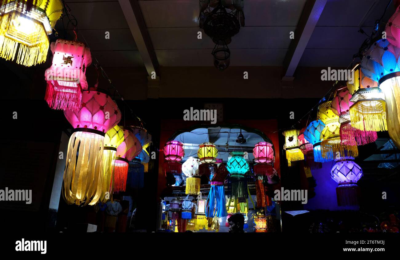 Hanging Diwali Lamp (Kandil) Diwali Festival Background, Colourful