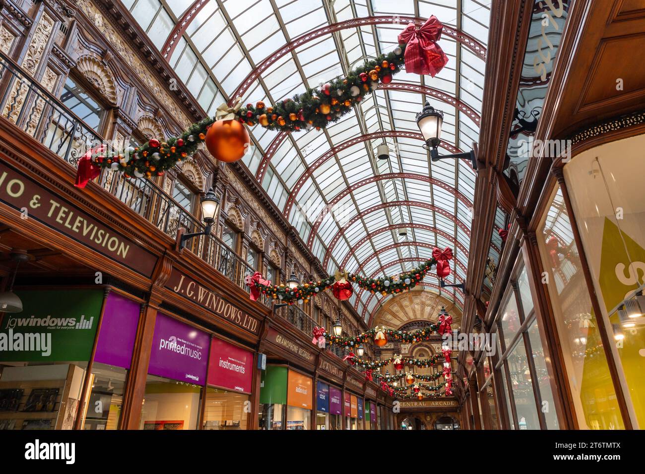Christmas decorations in the Central Arcade in the city of Newcastle ...