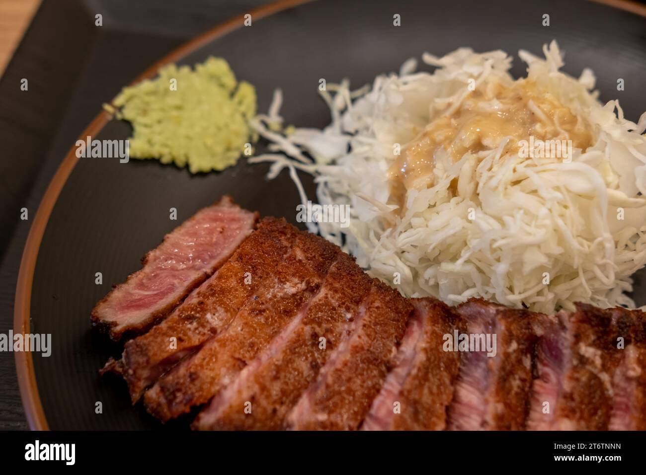 Gyukatsu or beef cutlet. A traditional Japanese food that consists of a