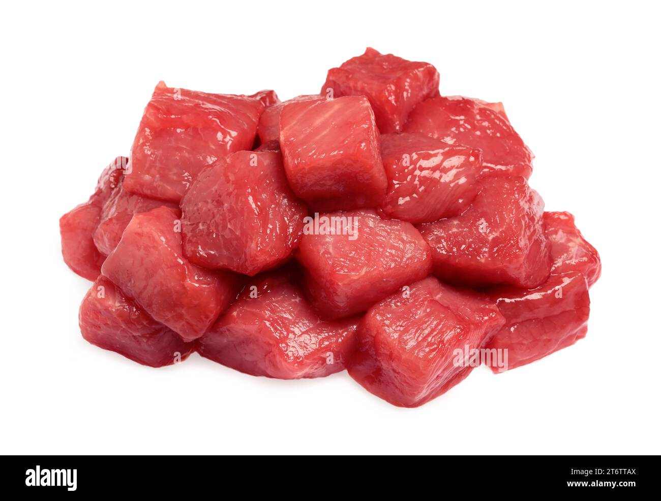 Pieces of raw beef isolated on white Stock Photo - Alamy
