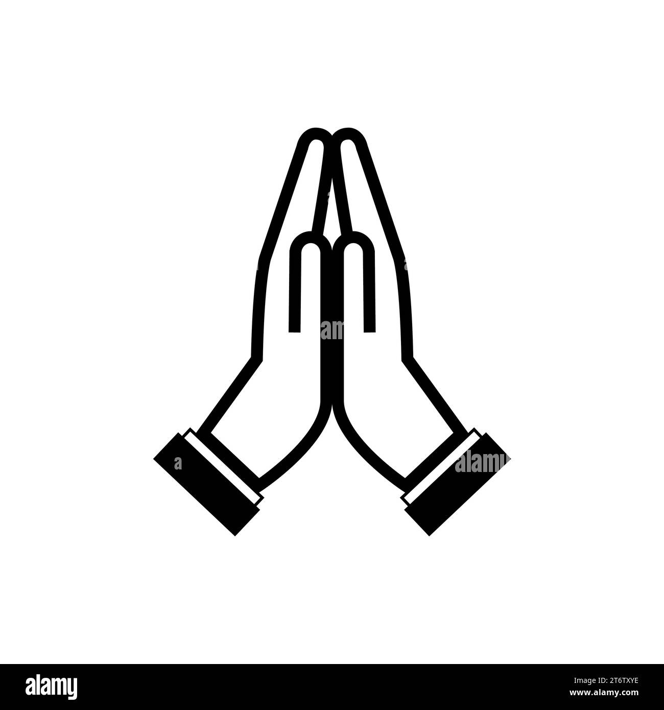 Prayer Icon Images. Free hands and gestures vector drawing on white background. Prayer icon simple style Stock Photo