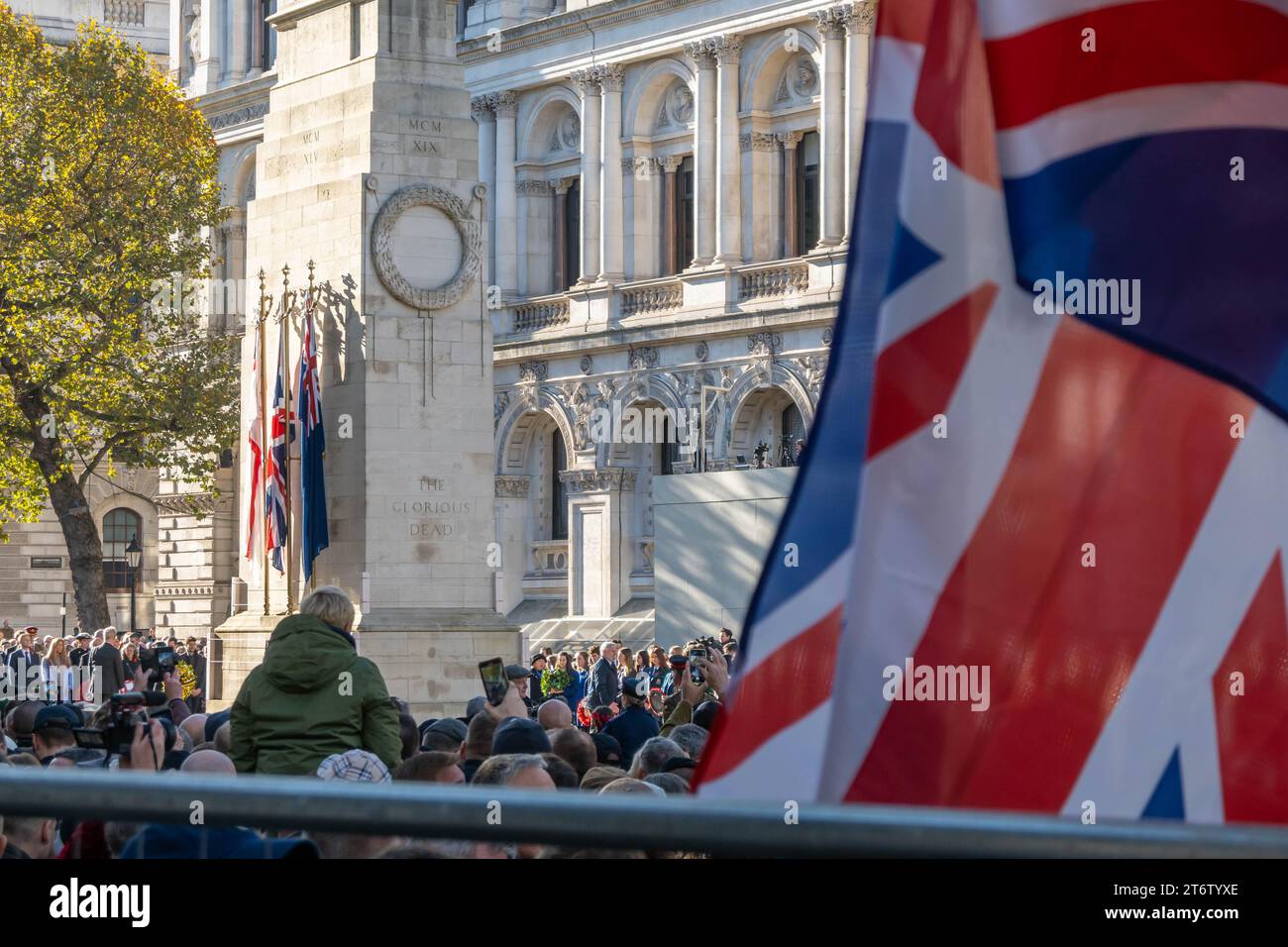 Whitehall, London, England. 11th November, 2023. People gathered to commemorate armistice day 2023. Credit: Jessica Girvan/Alamy Live News Stock Photo