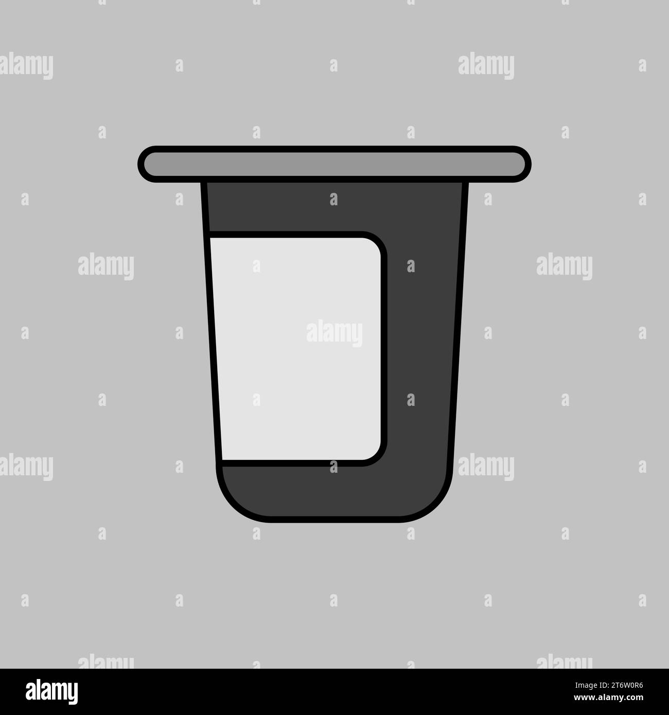 Yogurt cup, plastic container vector grayscale icon. Dairy product sign ...
