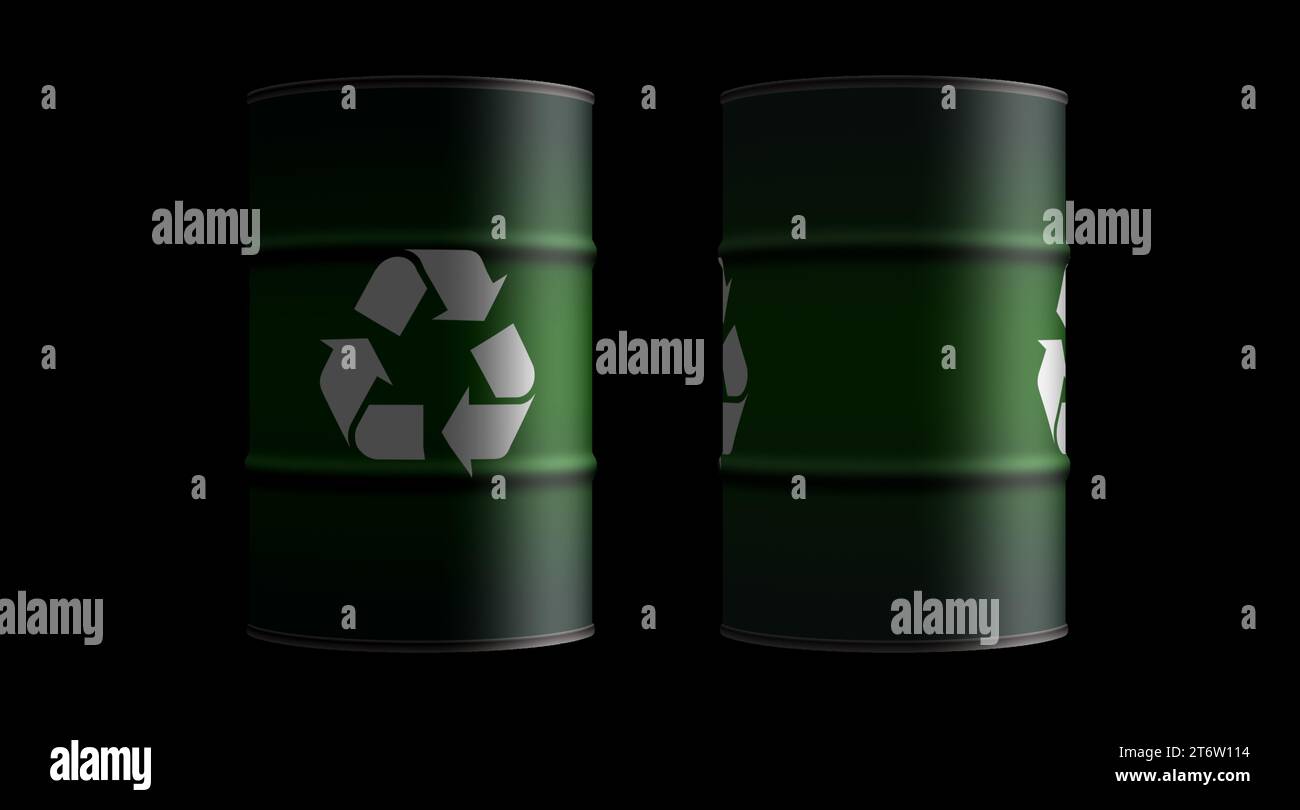 Recycling ecology reuse barrels in row concept. Green environment and