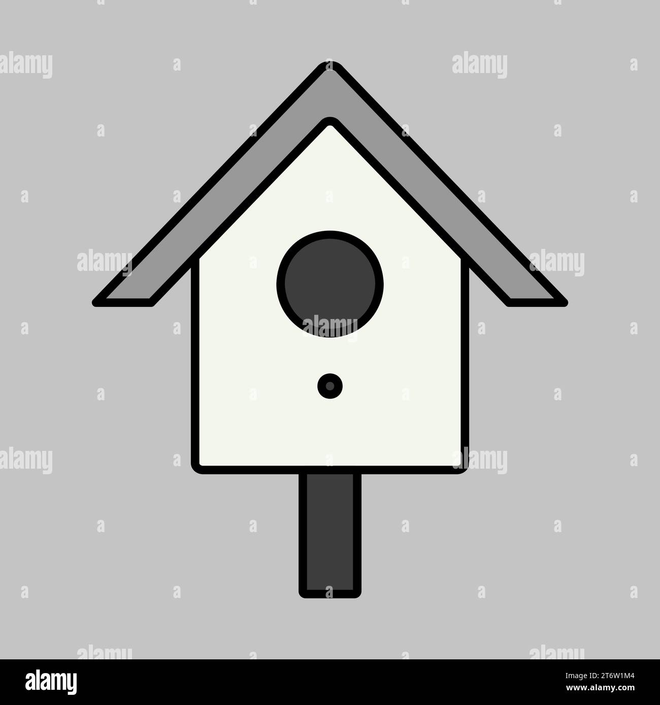 Nesting box or birds house vector isolated grayscale icon. Graph symbol ...