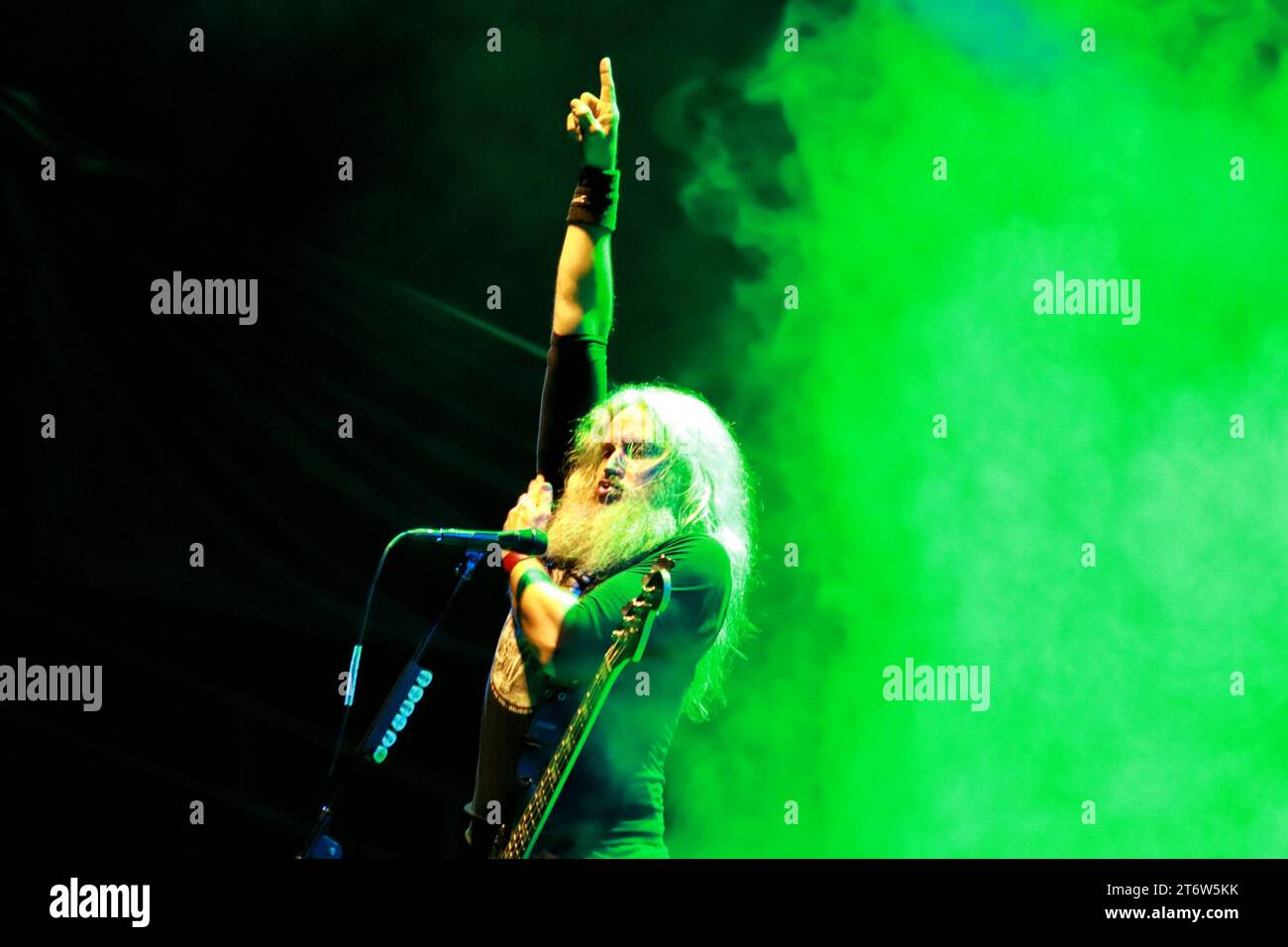 Non Exclusive: November 8, 2023 in Mexico City, Mexico. Troy Sanders member of the American progressive metal band 'Mastodon' performs during the  Meg Stock Photo