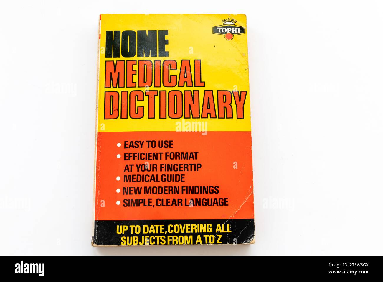London. UK. 11.05.2023. A  Tophi publication of a home medical dictionary isolated in white. Stock Photo
