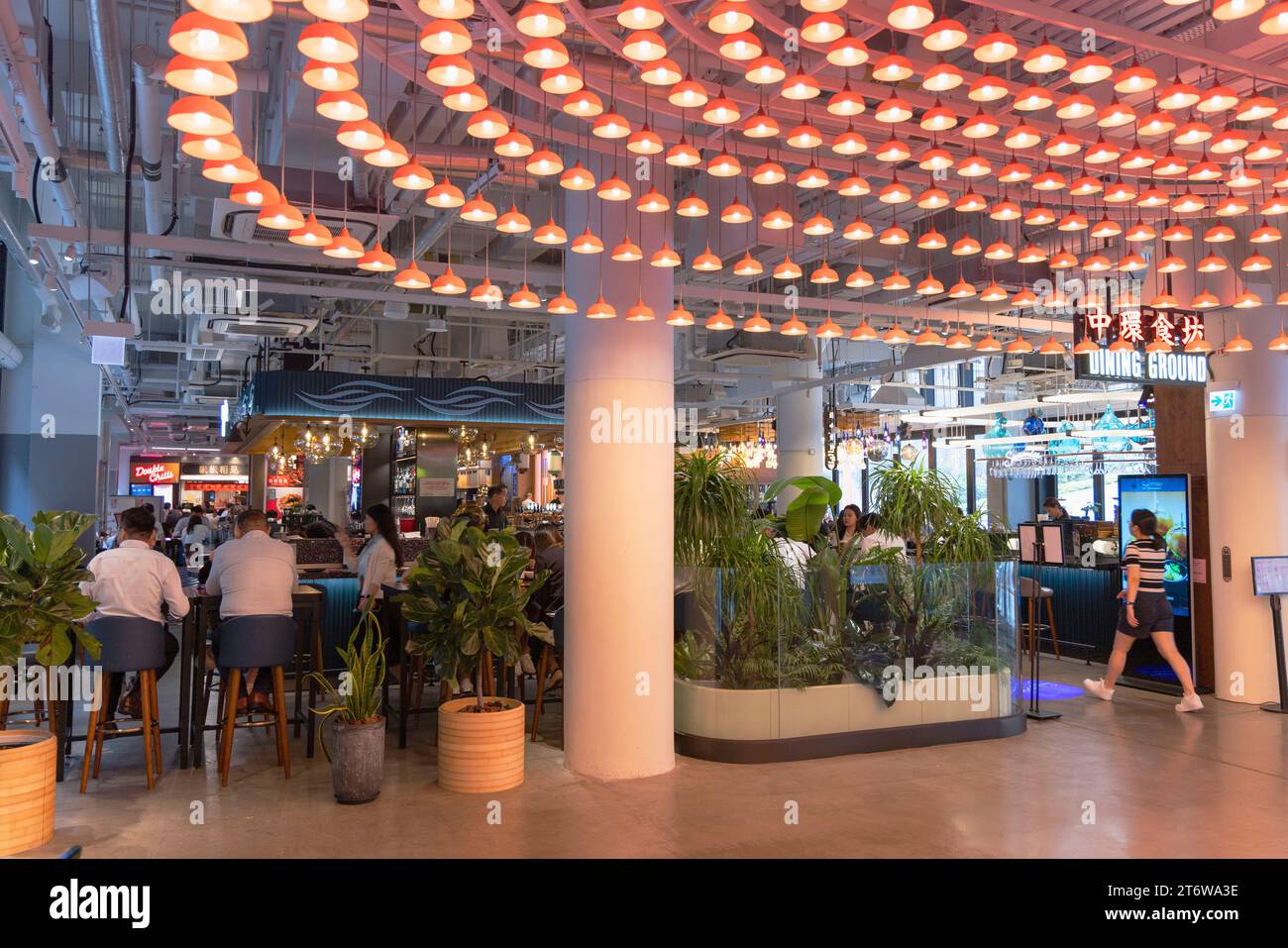 Restaurants in Central Market, Central, Hong Kong Island, Hong Kong Stock Photo