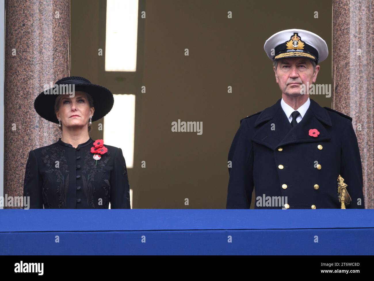 London, UK. November 12th, 2023. Sophie, Duchess of Edinburgh and Sir Timothy Laurence attending the Remembrance Sunday service at The Cenotaph, Whitehall. Credit: Doug Peters/EMPICS/Alamy Live News Stock Photo