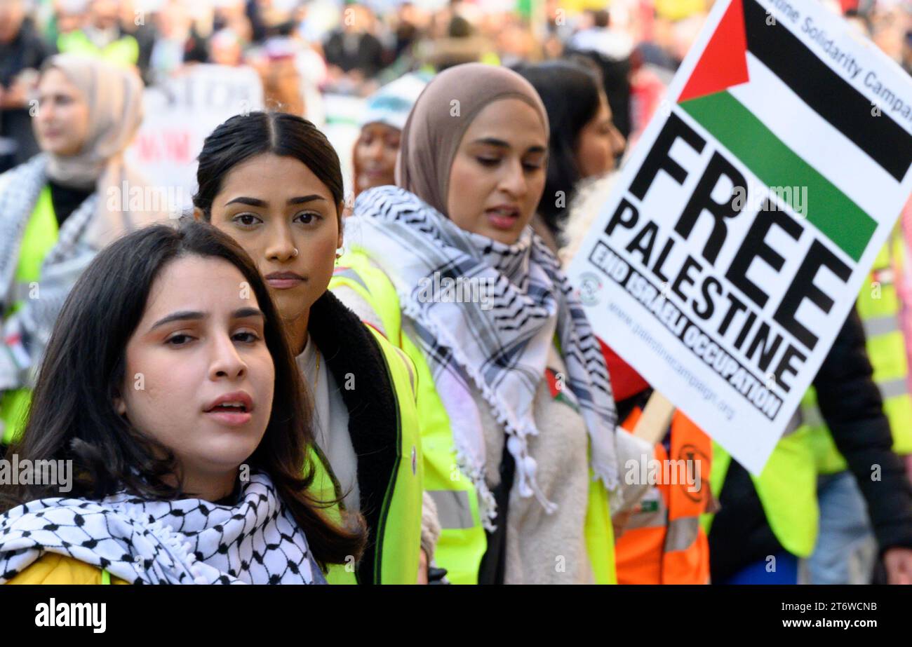 Pro-Palestinian march calling for a ceasefire in Gaza through London on ...