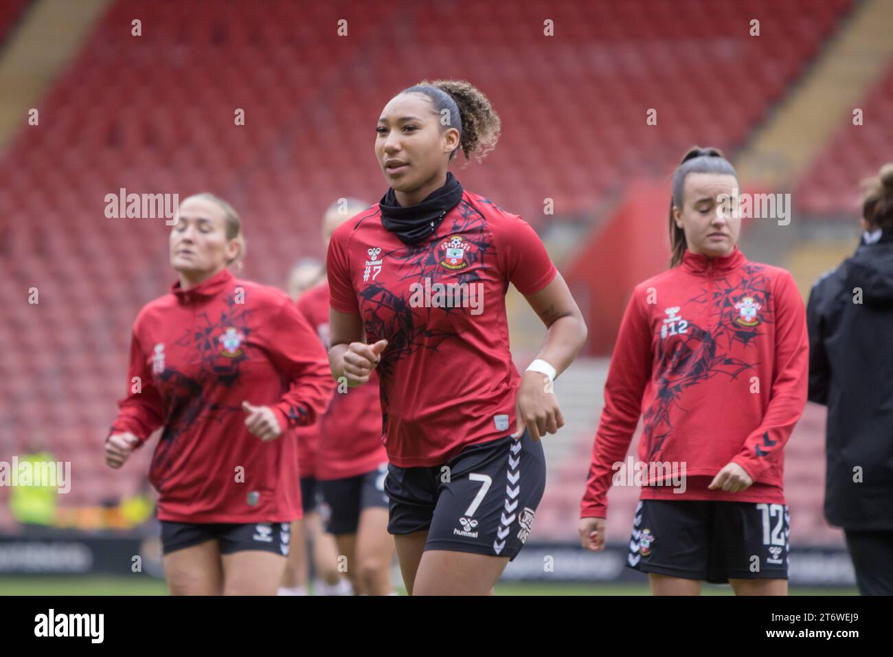 Southampton, UK. 12th Nov, 2023. Lexi Lloyd-Smith (7 Southampton) warming up ahead of the Barclays Womens Championship game between Southampton and Charlton Athletic at St Marys Stadium, Southampton. (Tom Phillips/SPP) Credit: SPP Sport Press Photo. /Alamy Live News Stock Photo