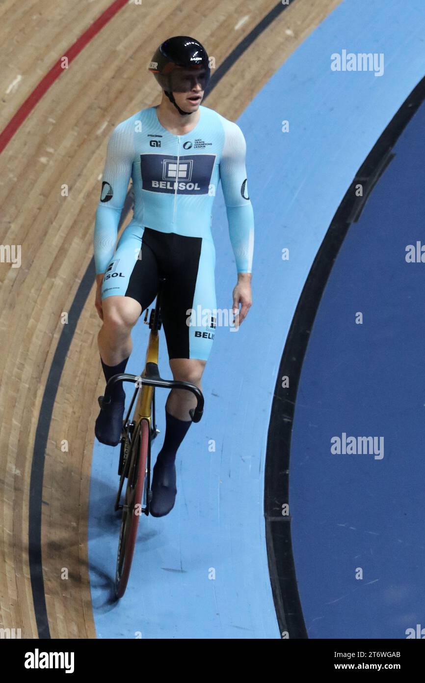 Track Cycling Champions League, Lee Valley Velodrome London UK. Harrie LAVREYSEN (NED) runner up in the Men's Sprint Final, 11th December 2023 Stock Photo