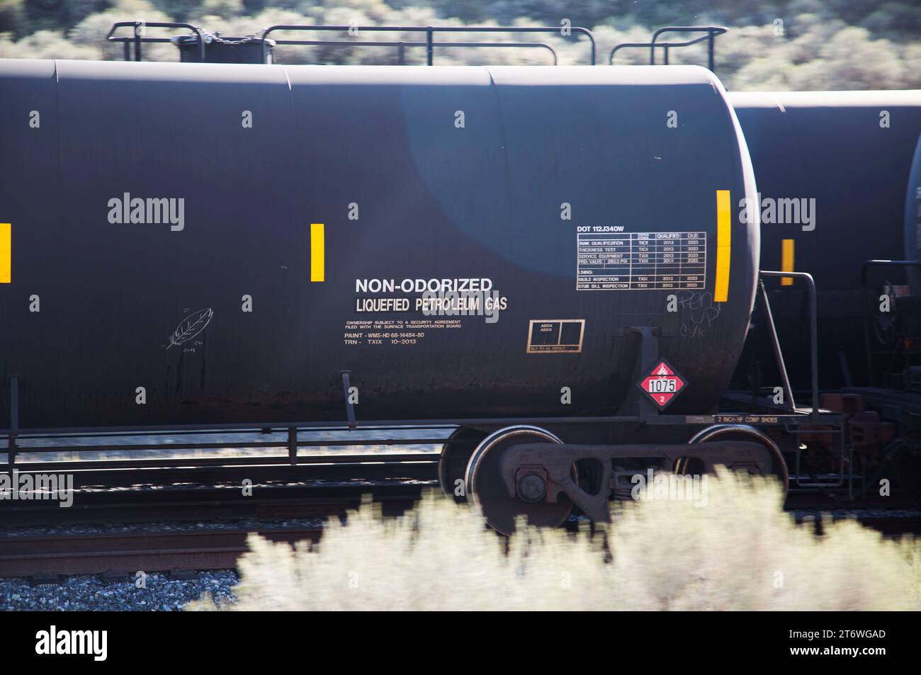 Rail tanker cars carrying Liquid Petroleum Gas, par of a Freight Train