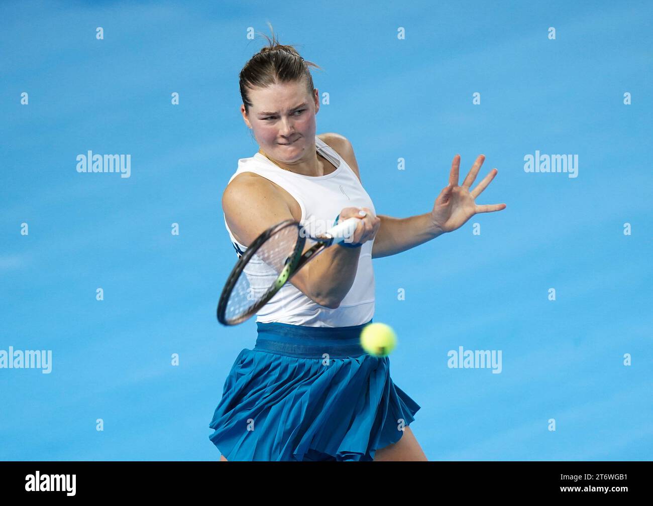 Sweden’s Kajsa Rinaldo Persson in action against Great Britain's Katie Boulter (not pictured) during day two of the 2023 Billie Jean King Cup play-off between Great Britain and Sweden at the Copper Box Arena, London. Picture date: Sunday November 12, 2023. Stock Photo