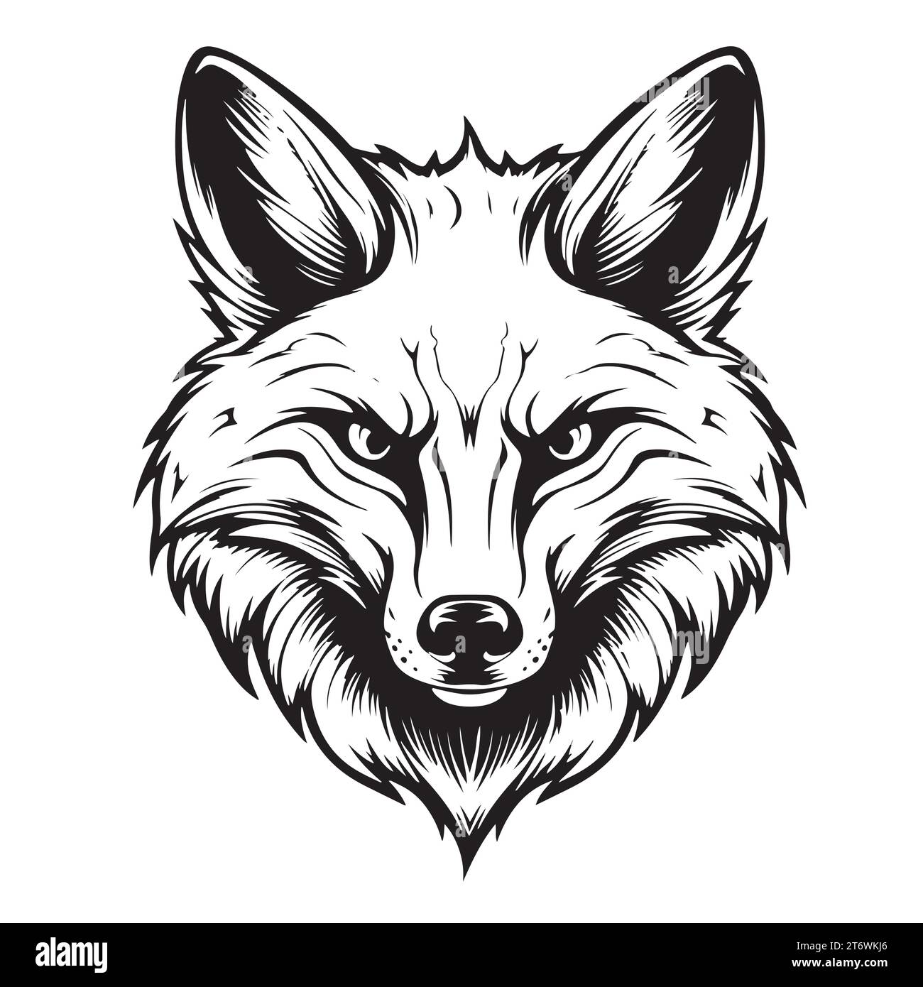 Evil Fox head animal sketch hand drawn Vector illustration Wild animal ...