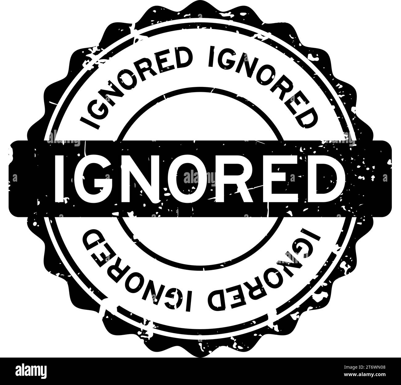 Grunge black ignored word round rubber seal stamp on white background Stock Vector