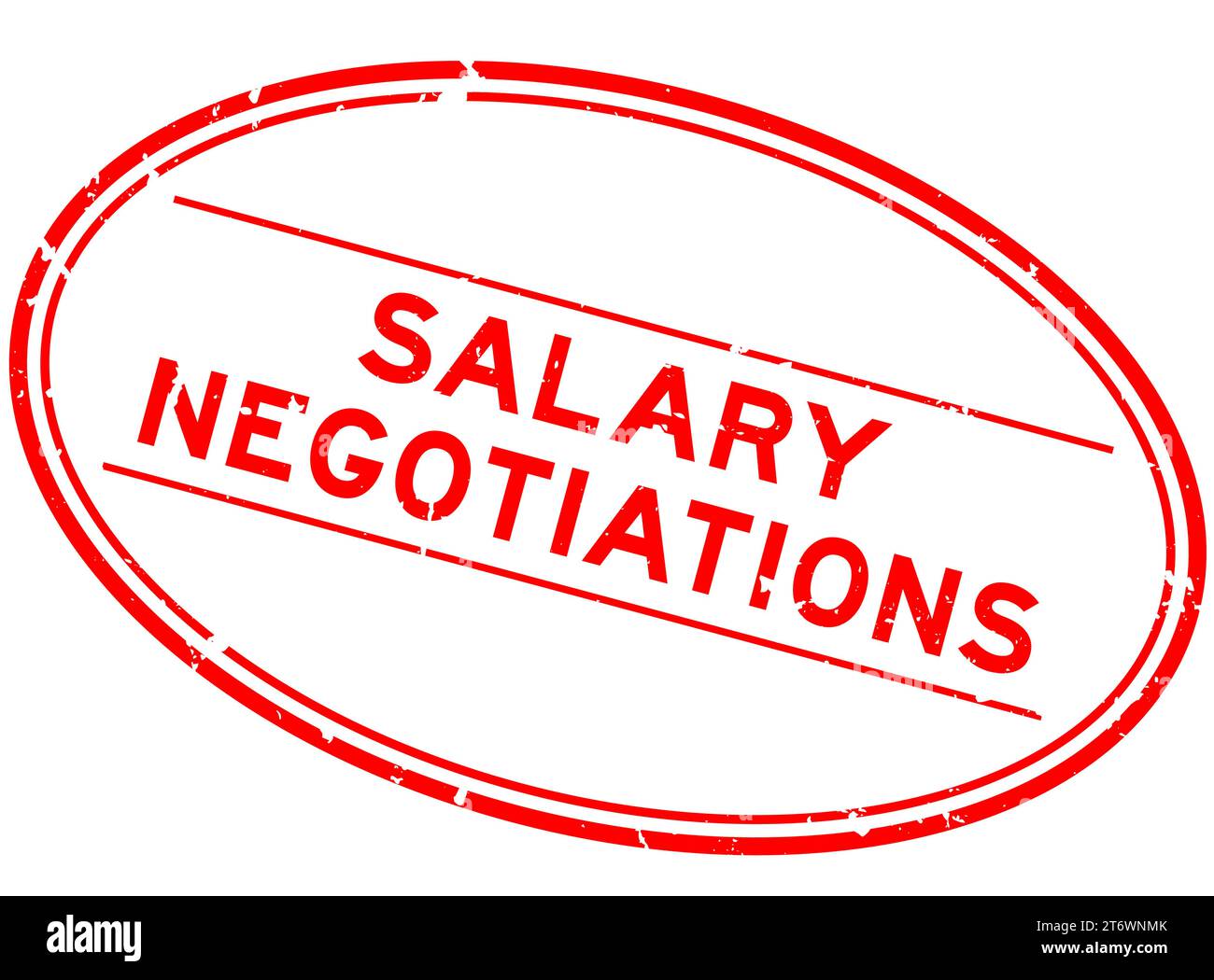 Grunge red salary negotiations word oval rubber seal stamp on white