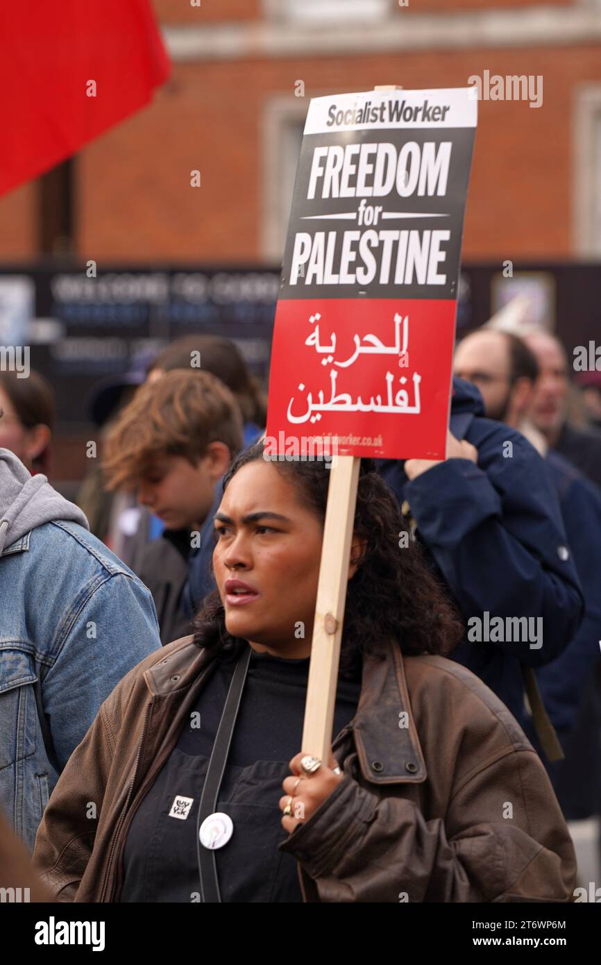 Black female Protester at the Pro Palestine March in Cardiff City