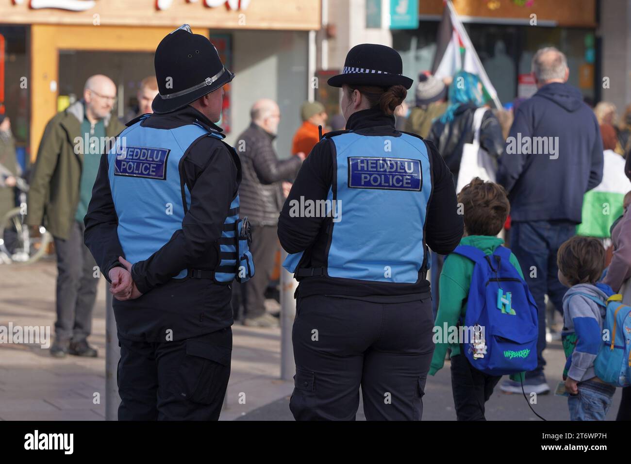 Police at the Pro Palestine March in Cardiff City Centre, Saturday 11th