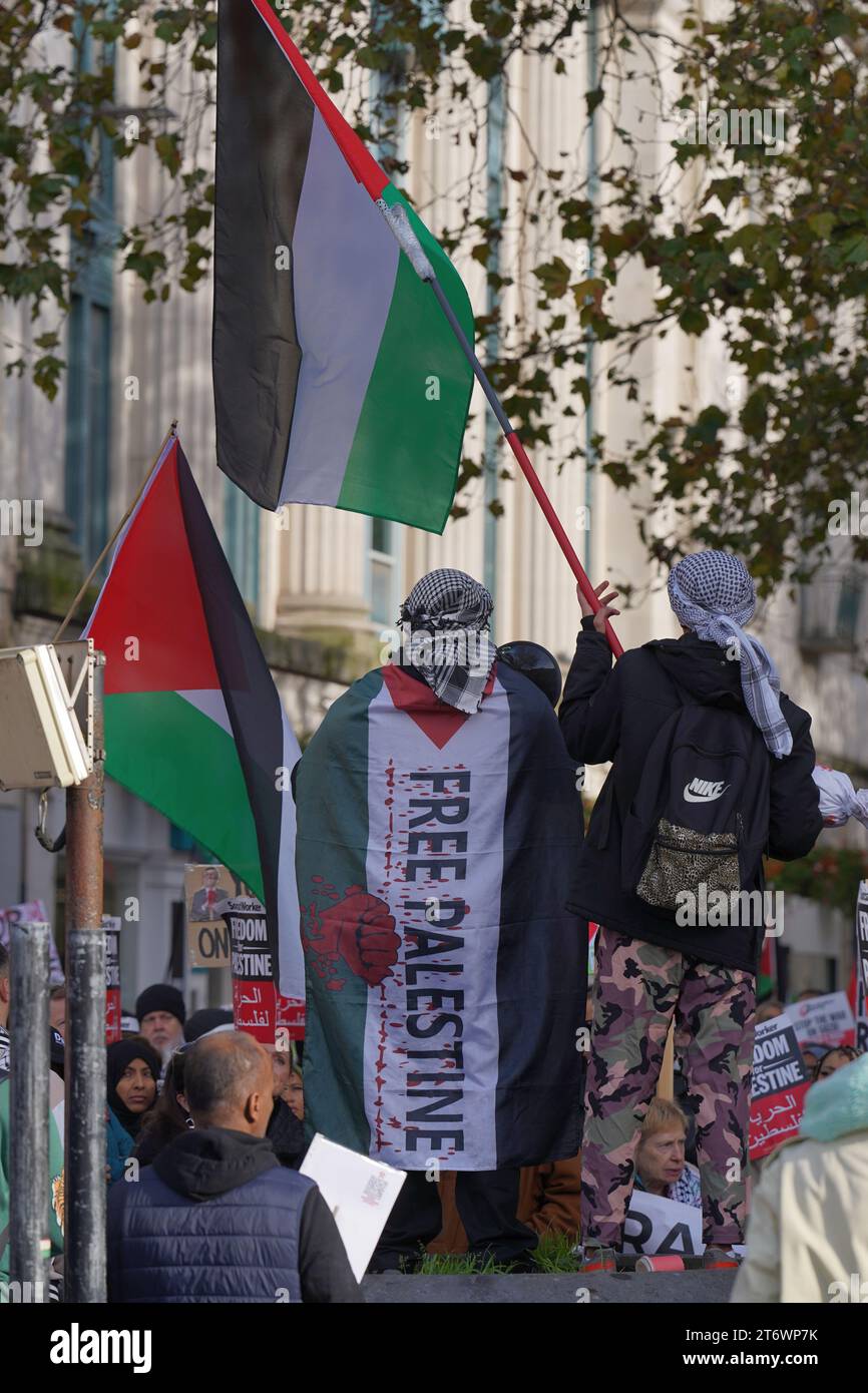 Pro Palestine March in Cardiff City Centre, Saturday 11th November 2023