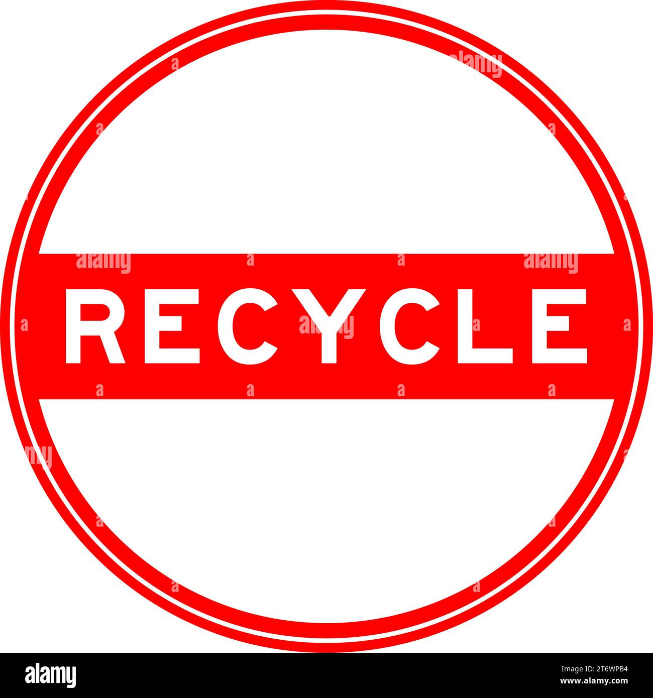 Red color round seal sticker in word recycle on white background Stock Vector