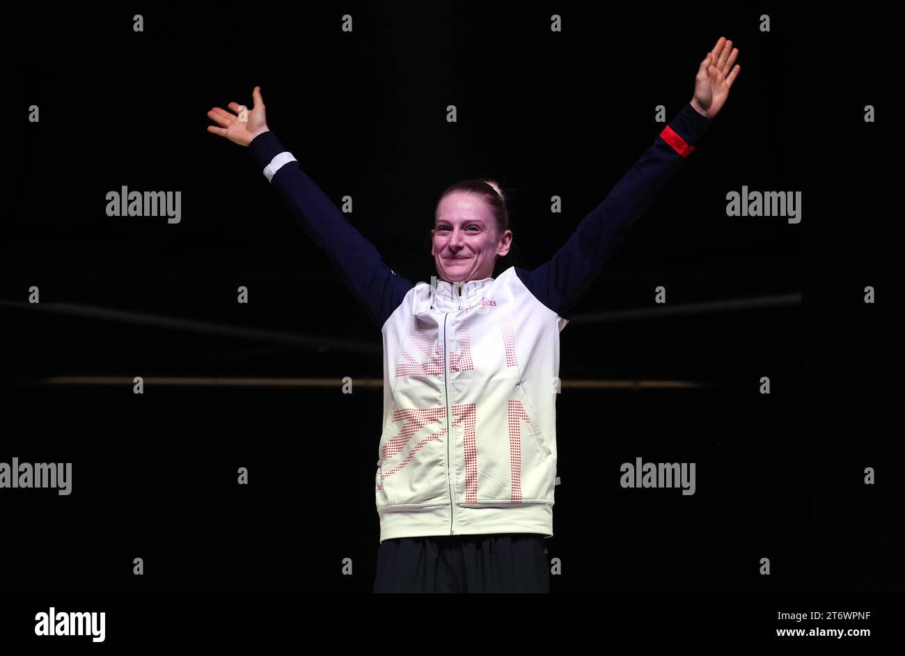Great Britain’s Bryony Page on the podium after winning Gold in the