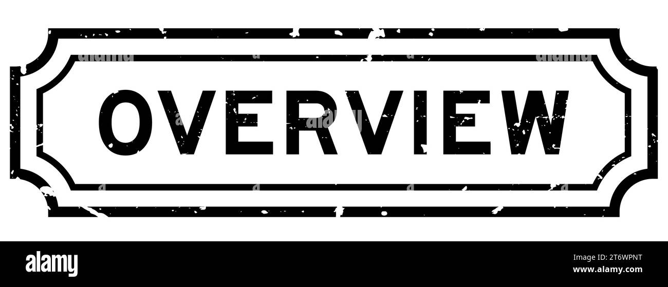 Grunge black overview word rubber seal stamp on white background Stock Vector