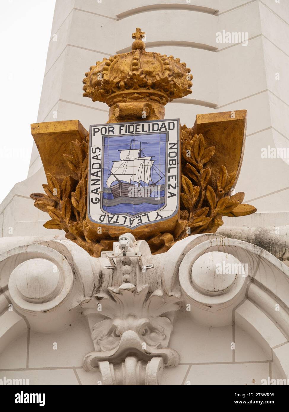 Coat of arms at Santa Catalina bridge in Guipuzcoa, San Sebastian, Spain. Stock Photo
